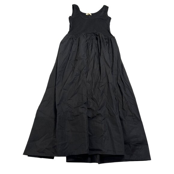 Madewell Mixed Poplin Scoopneck Maxi Dress in Jet Black - Picture 1 of 5
